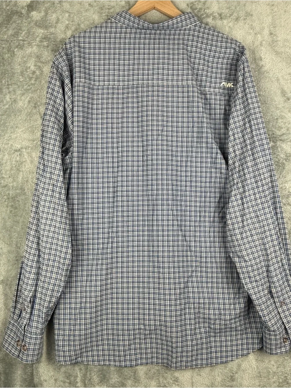 Mountain Khakis Shirt Mens XL Blue Brown Plaid Check Long Sleeve *Flaws